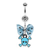 Dainty Skull Crossbones Polka Dot Bow Belly Button Ring-WildKlass Jewelry