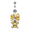 Dainty Skull Crossbones Polka Dot Bow Belly Button Ring-WildKlass Jewelry