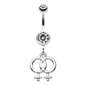 Double Female Symbol Gay Pride Belly Button Ring-WildKlass Jewelry