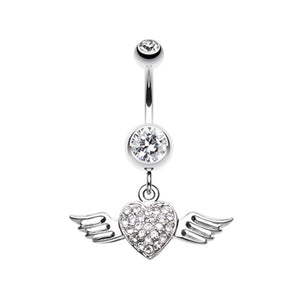 Angel Luster Heart Belly Button Ring-WildKlass Jewelry