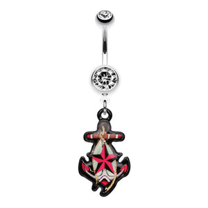 Nautical Star Anchor Belly Button Ring-WildKlass Jewelry