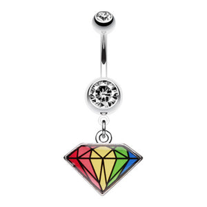 Prism Rainbow Diamond Belly Button Ring-WildKlass Jewelry