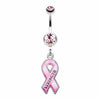 Breast Cancer Awareness Pink Ribbon Belly Button Ring-WildKlass Jewelry