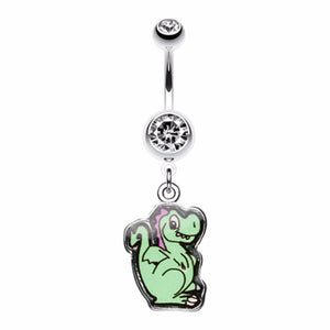 Bashful Dinosaur Belly Button Ring-WildKlass Jewelry