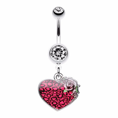 Stylish Animal Pattern Rose Heart Belly Button Ring-WildKlass Jewelry