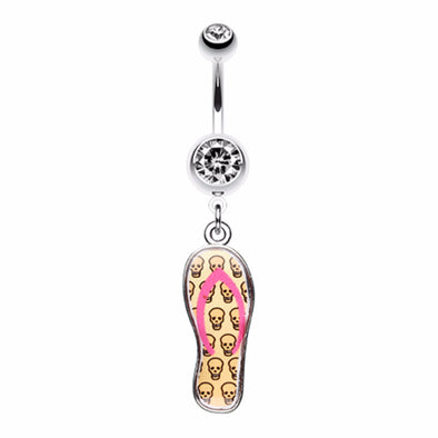 Skull Flip Flop Sandal Belly Button Ring-WildKlass Jewelry
