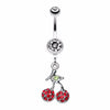 Shimmering Cherry Dangle Belly Button Ring-WildKlass Jewelry