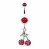 Shimmering Cherry Dangle Belly Button Ring-WildKlass Jewelry