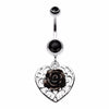 Glittering rose and Decorative Heart Belly Button Ring-WildKlass Jewelry