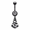 Blackline Nautical Stripe Anchor Dangle Belly Button Ring-WildKlass Jewelry