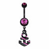 Blackline Nautical Stripe Anchor Dangle Belly Button Ring-WildKlass Jewelry