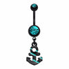 Blackline Nautical Stripe Anchor Dangle Belly Button Ring-WildKlass Jewelry