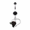 Glittering Sweet Heart with Rose Belly Button Ring-WildKlass Jewelry