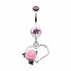 Glittering Sweet Heart with Rose Belly Button Ring-WildKlass Jewelry