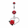 Glittering Sweet Heart with Rose Belly Button Ring-WildKlass Jewelry