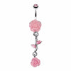 Shimmering Rose Vine Belly Button Ring-WildKlass Jewelry