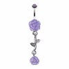 Shimmering Rose Vine Belly Button Ring-WildKlass Jewelry