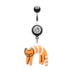 Lounging kitty Belly Button Ring-WildKlass Jewelry