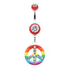 Rainbow Peace Dazzle Belly Button Ring-WildKlass Jewelry