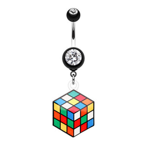 Retro Rubix Cube Belly Button Ring-WildKlass Jewelry