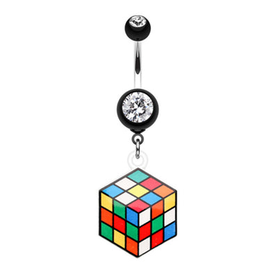 Retro Rubix Cube Belly Button Ring-WildKlass Jewelry