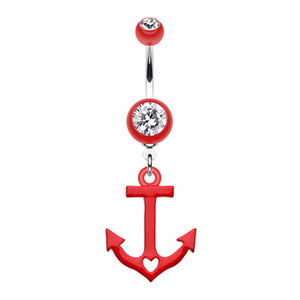 Love Anchor Heart Belly Button Ring-WildKlass Jewelry