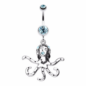 Octopus Sparkle Belly Button Ring-WildKlass Jewelry