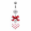 Polka Dot Heart and Bow Belly Button Ring-WildKlass Jewelry