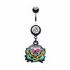 Sugar Skull Rose Belly Button Ring-WildKlass Jewelry