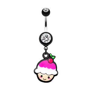 Kawaii Cherry Cupcake Belly Button Ring-WildKlass Jewelry