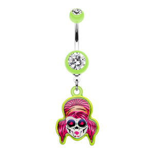 Rockabilly Sugar Skull Belly Button Ring-WildKlass Jewelry