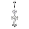 Jeweled Bow-Tie Bead Dangle Belly Button Ring-WildKlass Jewelry