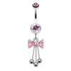 Jeweled Bow-Tie Bead Dangle Belly Button Ring-WildKlass Jewelry