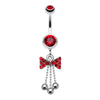 Jeweled Bow-Tie Bead Dangle Belly Button Ring-WildKlass Jewelry