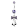 Jeweled Bow-Tie Bead Dangle Belly Button Ring-WildKlass Jewelry