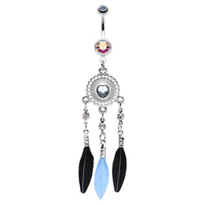 Heart Shield Dream Catcher Belly Button Ring-WildKlass Jewelry