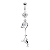 Dolphin Love Sparkle Belly Button Ring-WildKlass Jewelry