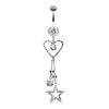 Heart & Star Sparkle Belly Button Ring-WildKlass Jewelry