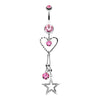 Heart & Star Sparkle Belly Button Ring-WildKlass Jewelry