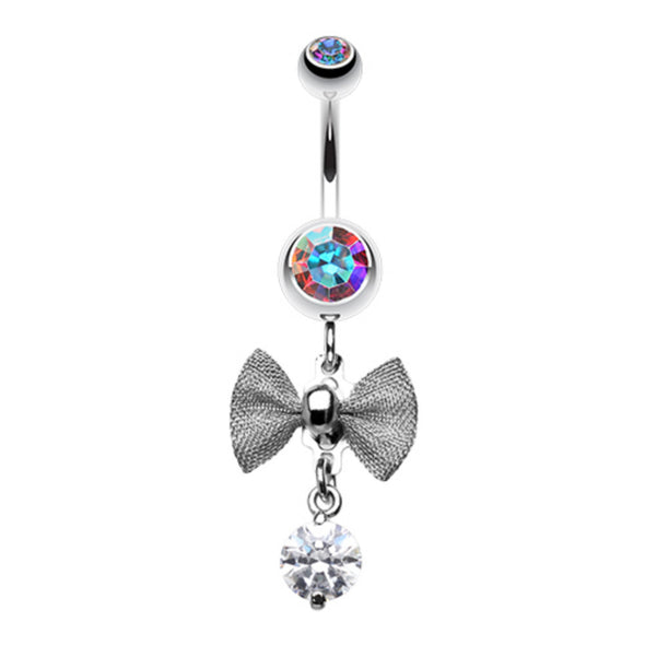 Dainty Bow Gem Sparkle Belly Button Ring-WildKlass Jewelry