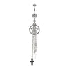 Pentagram Triple Cross Charm Dangle Belly Button Ring-WildKlass Jewelry