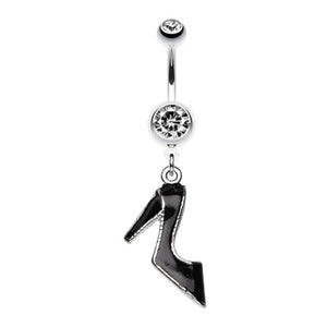 Black Stiletto High Heel Belly Button Ring-WildKlass Jewelry