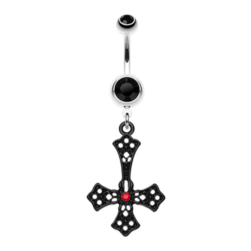 Upside Down Cross Gem Dangle Belly Button Ring – WildKlass Jewelry