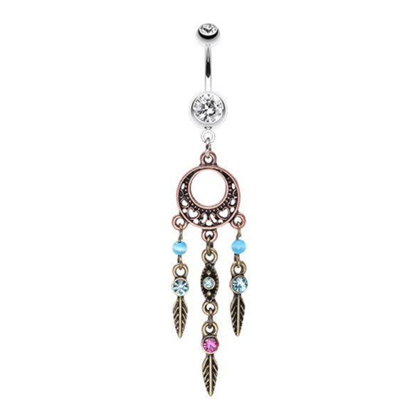 Beautiful Vintage Style Dream Catcher Belly Button Ring-WildKlass Jewelry
