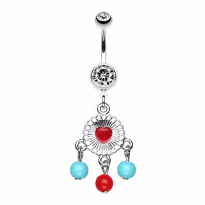 Colorful Heart Dream Catcher Belly Button Ring-WildKlass Jewelry