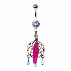 Classic Bronze Tone Dream Catcher Belly Button Ring-WildKlass Jewelry