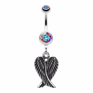 Angel Wing Heart Belly Button Ring-WildKlass Jewelry
