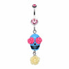 Florid Sugar Skull Dangle Belly Button Ring-WildKlass Jewelry