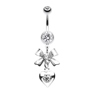 Bow-Tie Heart Belly Button Ring-WildKlass Jewelry