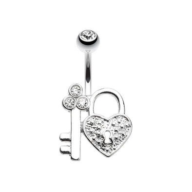 Key to My Heart's Lock Belly Button Ring-WildKlass Jewelry